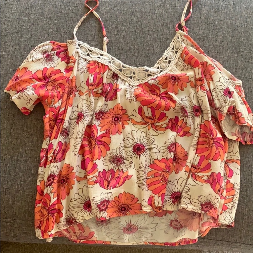 Floral off shoulder crop top